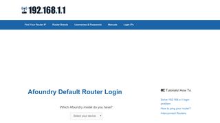 
                            9. Afoundry routers - Login IPs and default usernames ...