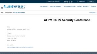 
                            7. AFPM 2019 Security Conference | Allied Universal