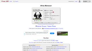 
                            8. Afras Mansoor chess games and profile - Chess-DB.com