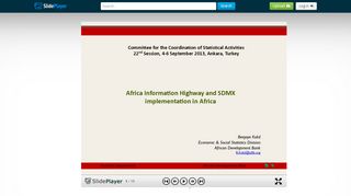 
                            9. Africa Information Highway and SDMX implementation in Africa ...