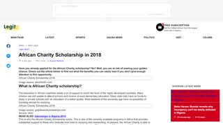 
                            2. African Charity Scholarship in 2018 ▷ Legit.ng