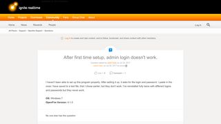 
                            5. After first time setup, admin login doesn't work. | Ignite ...