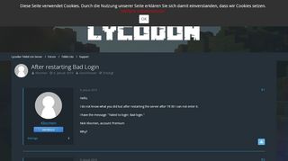 
                            5. After restarting Bad Login - Support - Lycodon …