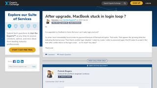 
                            7. After upgrade, MacBook stuck in login loop ? - Experts Exchange