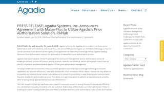 
                            9. Agadia Announces Agreement with MaxorPlus to Utilize PAHub