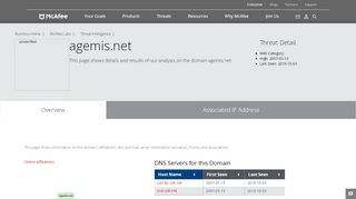 
                            9. agemis.net - Domain - McAfee Labs Threat Center