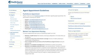 
                            8. Agent Appointment Guidelines - PacificSource Health Plans