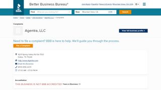 
                            6. Agentra, LLC | Complaints | Better Business Bureau® Profile