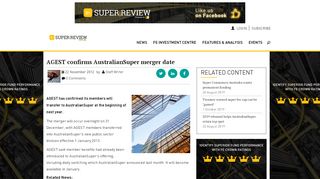 
                            9. AGEST confirms AustralianSuper merger date | Super Review