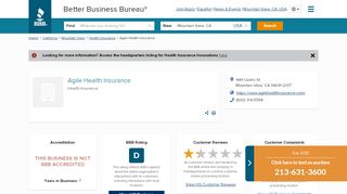 
                            9. Agile Health Insurance | Better Business Bureau® Profile