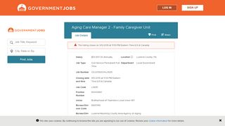 
                            8. Aging Care Manager 2 - Family Caregiver Unit | Government Jobs