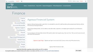 
                            9. Agresso System | Finance | DCU