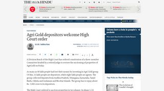 
                            4. Agri Gold depositors welcome High Court order - The Hindu