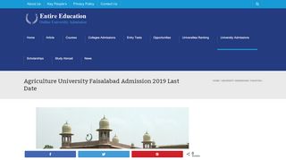 
                            8. Agriculture University Faisalabad Admission 2019 BS & MS