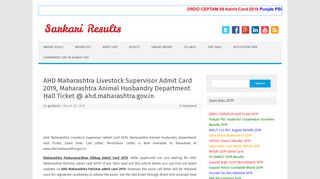 
                            9. AHD Maharashtra Livestock Supervisor Admit Card …