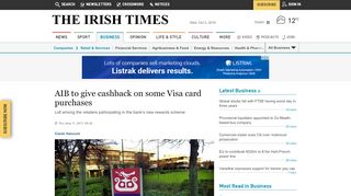 
                            6. AIB to give cashback on some Visa card purchases