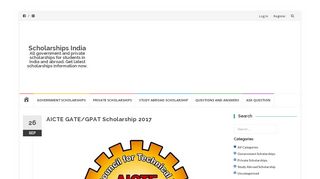 
                            9. AICTE GATE/GPAT Scholarship 2017 - Scholarships …