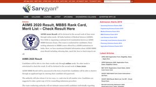 
                            7. AIIMS 2020 Result, MBBS Rank Card, Merit List – …