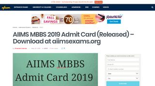 
                            9. AIIMS MBBS 2019 Admit Card (Released) - Download at ...