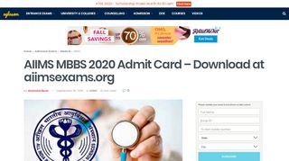 
                            6. AIIMS MBBS 2020 Admit Card – Download at aiimsexams.org