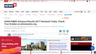 
                            8. AIIMS MBBS Entrance Results 2017 Declared Today. Check ...