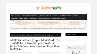 
                            7. AIIMS Patna Store Keeper Admit Card 2019 | Clerk, JAA Exam ...