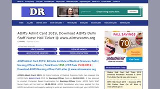 
                            3. AIIMS Raipur Admit Card 2019, Download Staff Nurse Hall ...