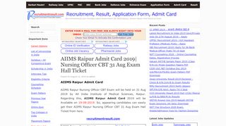 
                            9. AIIMS Raipur Admit Card 2019| Nursing Officer CBT 31 Aug ...