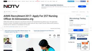 
                            7. AIIMS Recruitment 2017: Apply For 257 Nursing …