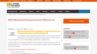 
                            7. AIMS ATMA Result 2019 Announced, View Downloading Steps