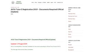 
                            6. AIOU Tutor E Registration 2019 – Documents Required ...