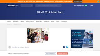 
                            4. AIPMT 2015 Admit Card Download at aipmt.nic.in - Careers360