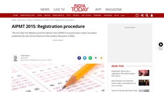 
                            3. AIPMT 2015: Registration procedure - Education Today News