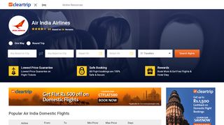 
                            2. Air India, lowest fare on Air India flight booking with Cleartrip