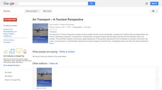 
                            6. Air Transport – A Tourism Perspective