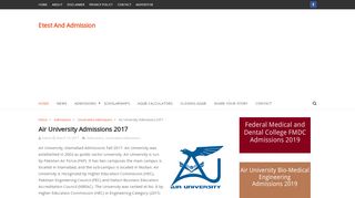 
                            8. Air University Admissions 2017 - Etest And Admission