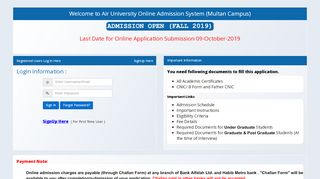 
                            11. Air University - Online Admission