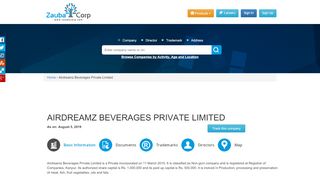 
                            2. AIRDREAMZ BEVERAGES PRIVATE LIMITED - Zauba Corp