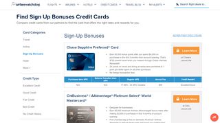 
                            4. Airfarewatchdog Creditcard Marketplace - Sign Up Bonuses ...