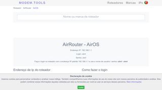 
                            1. AirRouter AirOS Login e senha padrão do roteador