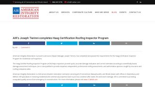 
                            5. AIR's Joseph Tierinni completes Haag Certification Roofing Inspector ...