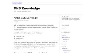 
                            8. Airtel DNS Server IP - DNS Knowledge