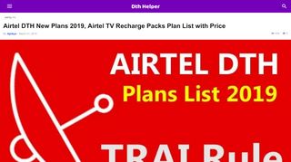 
                            5. Airtel DTH New Plans 2019, Airtel TV Recharge …