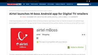 
                            10. Airtel launches M-boss Android app for Digital TV …