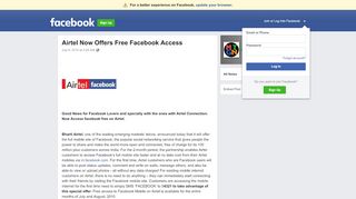 
                            2. Airtel Now Offers Free Facebook Access | Facebook