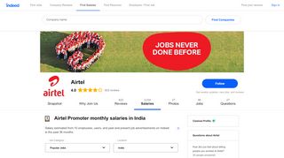 
                            5. Airtel Promoter Salaries in India | Indeed.co.in