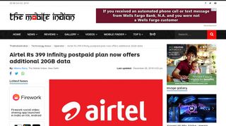 
                            9. Airtel Rs 399 Infinity postpaid plan now offers additional ...