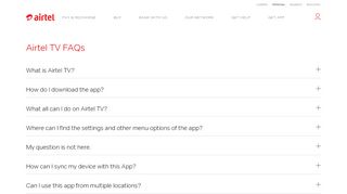 
                            4. Airtel TV FAQ , About Airtel TV - Airtel India