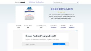 
                            1. Ais.allegiantair.com website. AIS 18.11.01.0 -11 Login.