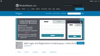 
                            6. AJAX Login and Registration modal popup + inline form - WordPress.org